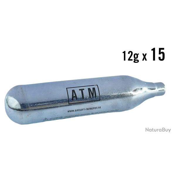 ATM Lot de 15 cartouches CO2 (12g)