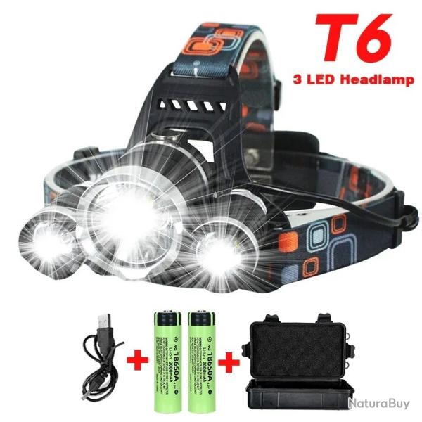 Lampe Frontale LED Rechargeable Lumineuse �tanche 4 Modes  Id�ale pour Running Randonn�e Chasse