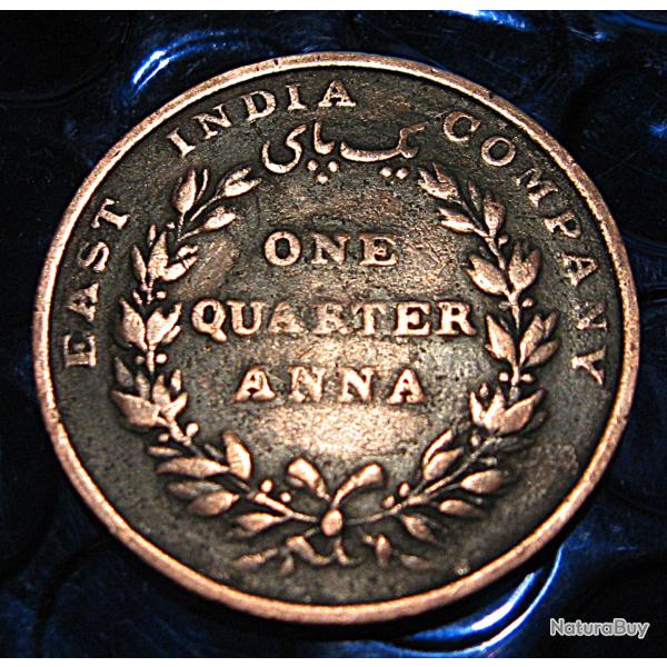 INDE piece rare de one quarter ANNA 1835 TTB ( east india company)