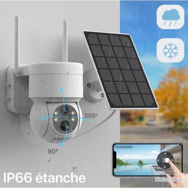 ENCHERE....Camera de surveillance WIFI solaire sans fil, 360� envoie vers smartphone