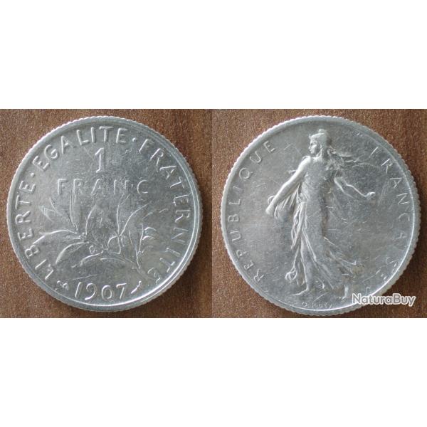 France 1 Franc 1907 Semeuse Argent Piece Francs Frs Frc Frcs