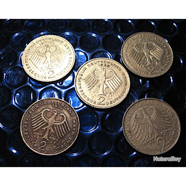 Allemagne piece de 2 deutsches mark  ann�es disponibles 1990-1958-1969-1971 -1992-1972 ttb