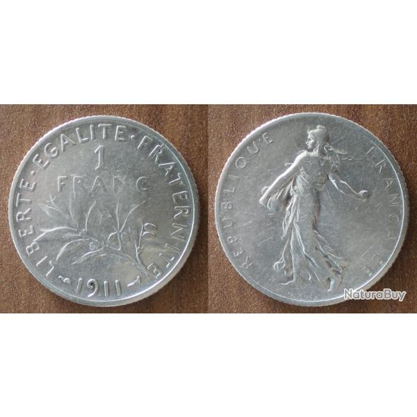 France 1 Franc 1911 Semeuse par Roty Piece Argent Francs