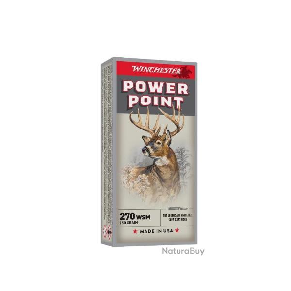 Munitions WINCHESTER cal.270wsm power point 150gr 9,72g par 60