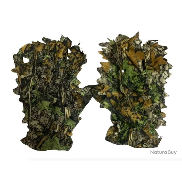 Gants de chasse camouflage 3D avec feuilles confortables antid�rapants pour tir Chasse