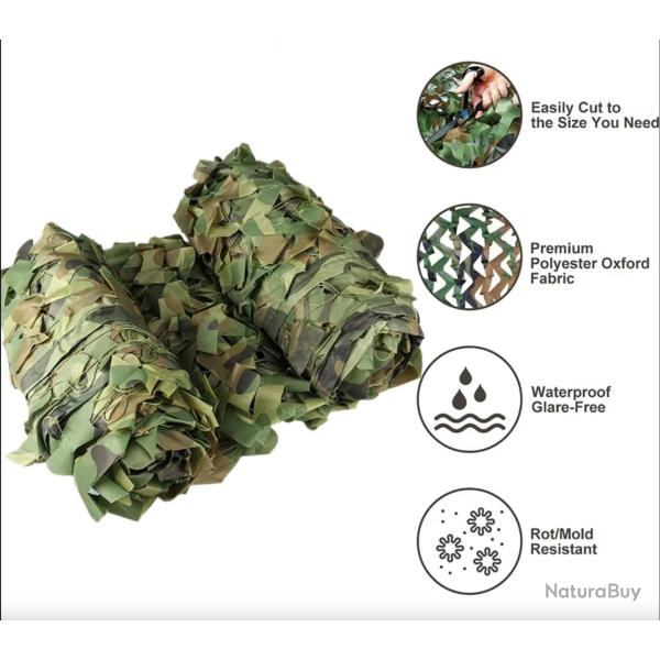 Filet de camouflage militaire 3D - chasse, airsoft, arm�e, pare-soleil, camping Woodland 150X500 cm