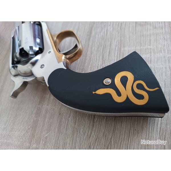 Plaquettes de crosse noires pour 1858 avec seprent incrust� couleur or