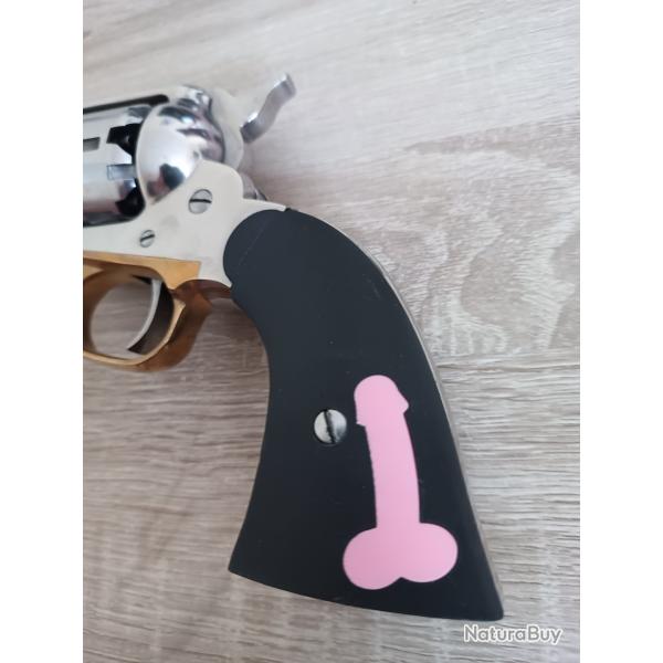 Plaquettes de crosse noires pour 1858 avec insert p�nis couleur rose