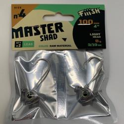 Tête plombée master shad 100mm light head 8g couleur raw material