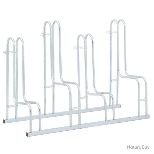 Support de v�lo au sol autoportant pour 4 v�los acier galvanis�