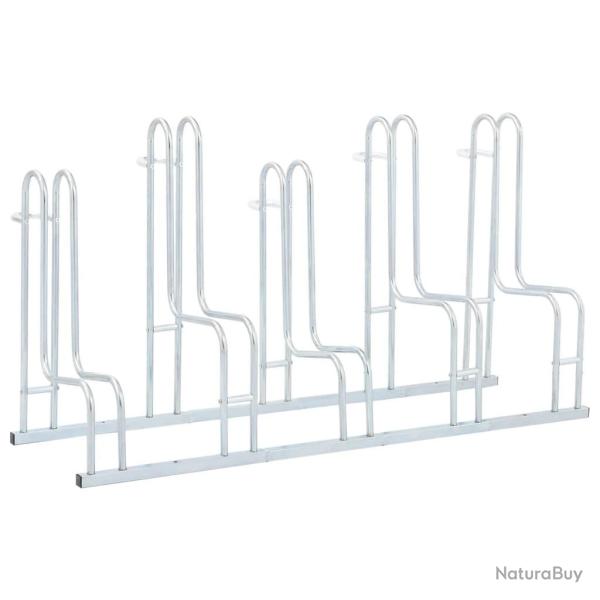 Support de vlo au sol autoportant pour 5 vlos acier galvanis