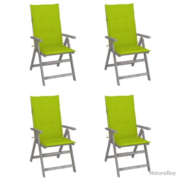 Chaises inclinables de jardin lot de 4 et coussins Bois acacia
