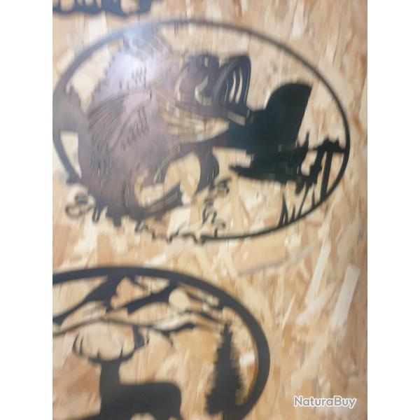 Plaque m�tallique decoration poisson