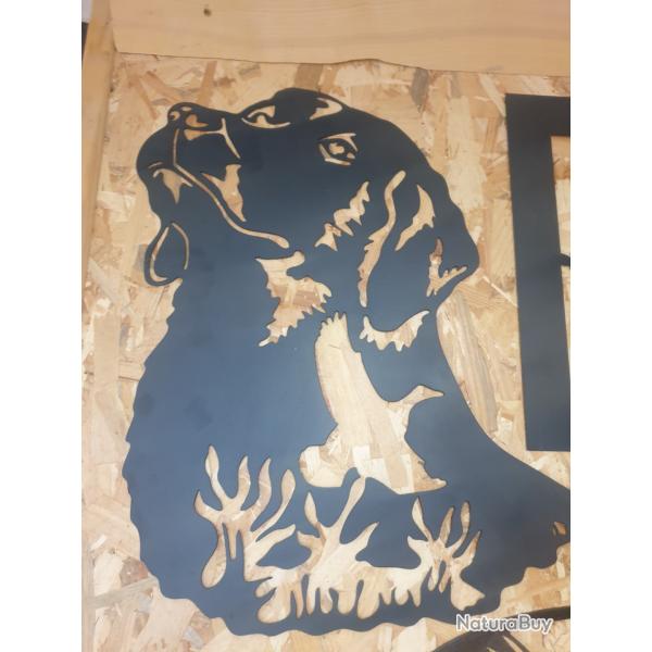 Plaque mtallique decoration chien