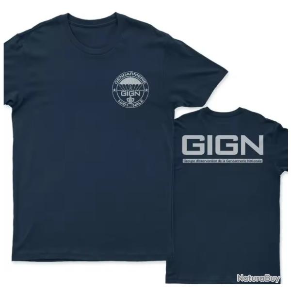 T Shirt GIGN - Bleu - 100% Coton - SKX INDUSTRIES