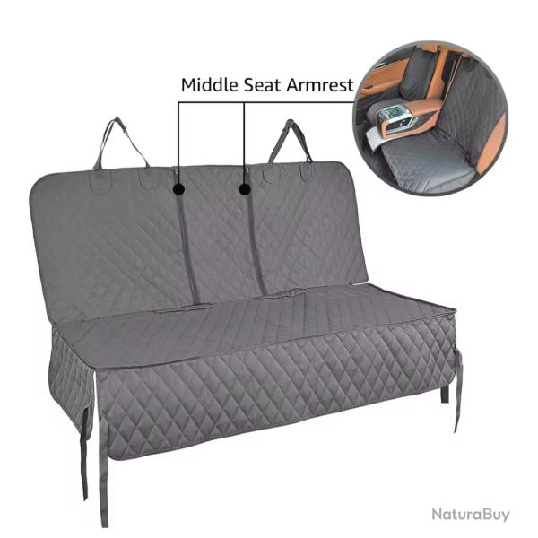 Housse de si�ge Voiture arri�re chien �tanche antid�rapante universelle Avec accoudoir central Gris