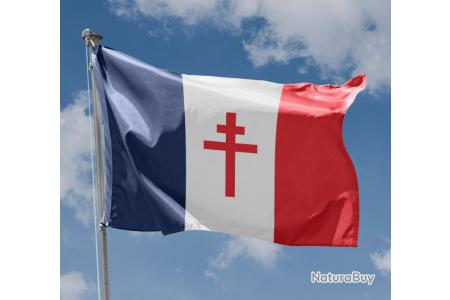 Drapeau France libre 1940-43 - Croix de Lorraine - 90 x 150 cm + Digni®-Sticker gratuit