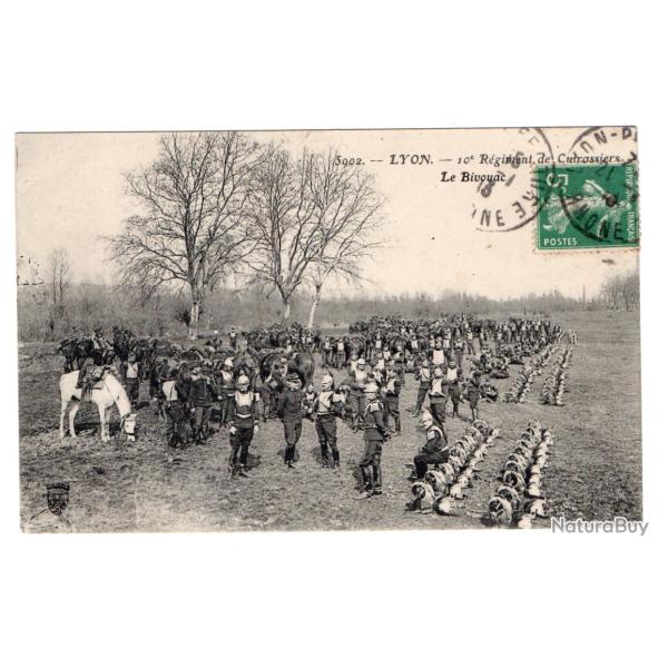 CPA - LYON 10e R�giment de Cuirassiers - Le Bivouac N�1018