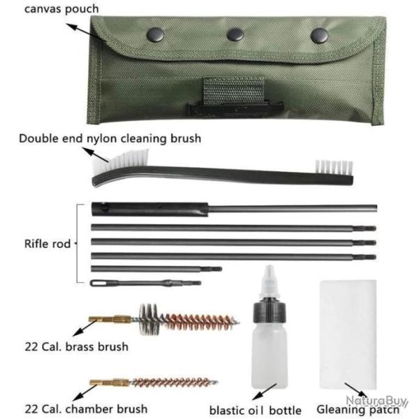 KIT DE NETTOYAGE 10 PCS - AR15/M16/22LR.. - LIVRAISON GRATUITE