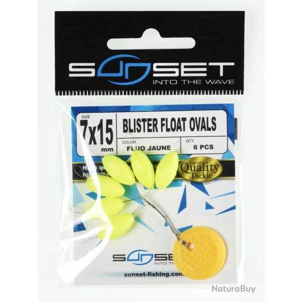 Perle + Stop Float Sunset Blister Float Ovals Fluo Jaune 7x15MM