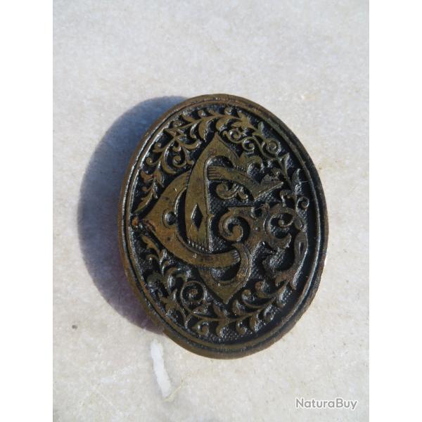 Ancien cache serrure de coffre-fort "Gruson",d�cor avec ornementation en bronze - FRANCE(Milieu XIX)