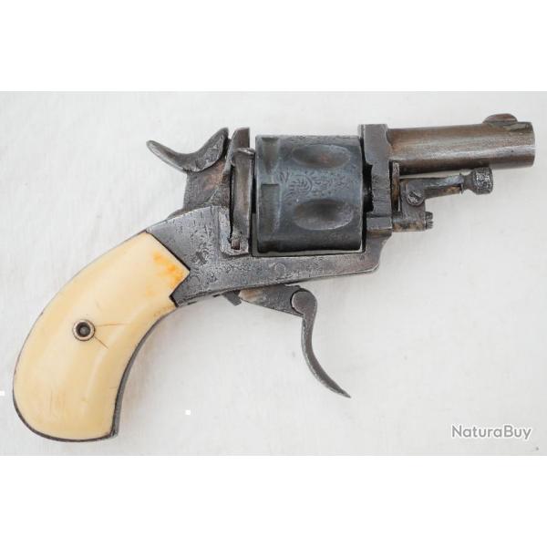 Revolver bulldog � cadre ouvert plaquette chris�l�phantine 6 coups calibre 8mm - ref HER24REV008
