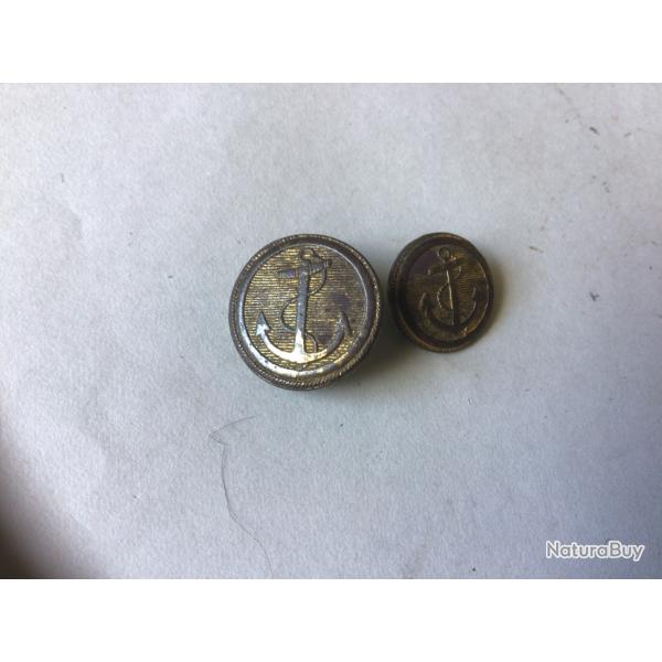 VENDU PAR LE- CUIRASSIER 2 BOUTONS OFFICIER MARINE RESTAURATION 1815/1830