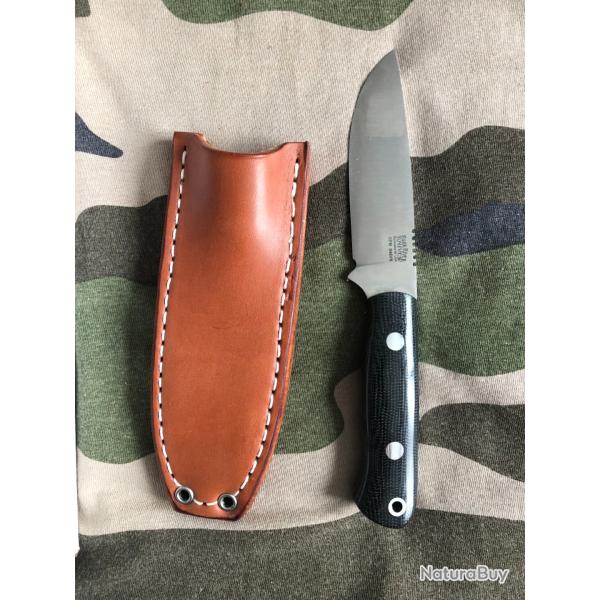 Couteau Bark River Bravo Necker II CPMS45VN Black Canvas Micarta