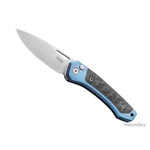COUTEAU LIONSTEEL TWAIN TITANIUM BLEU/FIBRE DE CARBONE