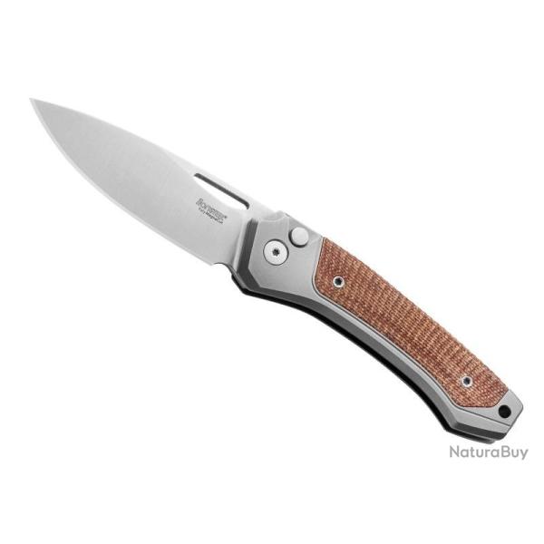 COUTEAU LIONSTEEL TWAIN TITANIUM GRIS/MICARTA VERT