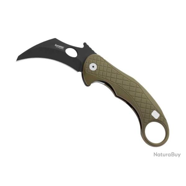 COUTEAU LIONSTEEL KARAMBIT L.E.ONE VERT LAME NOIRE