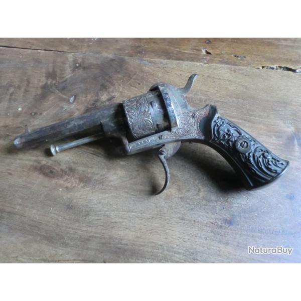 ancien pistolet a broche type  lefaucheux 7 mm / N 1263