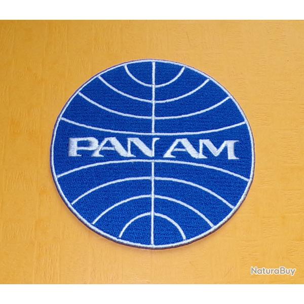 TISSU PATCH :�AVIATION PAN AM , DIAMETRE 9 CM , BON ETAT VOIR PHOTOS . POUR TOUT RENSEIGNEMENT ME CO