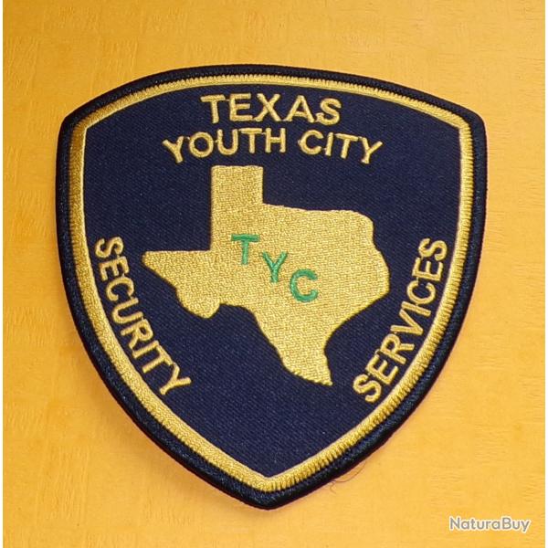 TISSU PATCH : TEXAS YOUTH CITY , SECURITY SERVICES , DIMENSION VOIR PHOTOS, BON ETAT VOIR PHOTOS . P