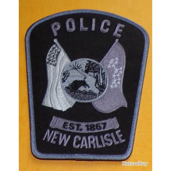 TISSU PATCH : POLICE NEW CARLISLE , EST.1867 , DIMENSION VOIR PHOTOS, BON ETAT VOIR PHOTOS . POUR TO