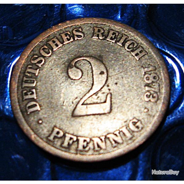 ALLEMAGNE piece de 2 pfenning deutsches reich 1873 tb+