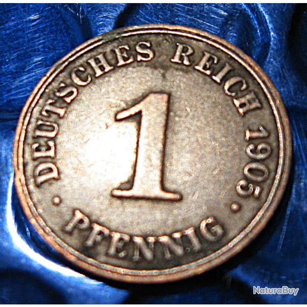 ALLEMAGNE piece de 1 pfenning deutsches reich 1905 j TTB