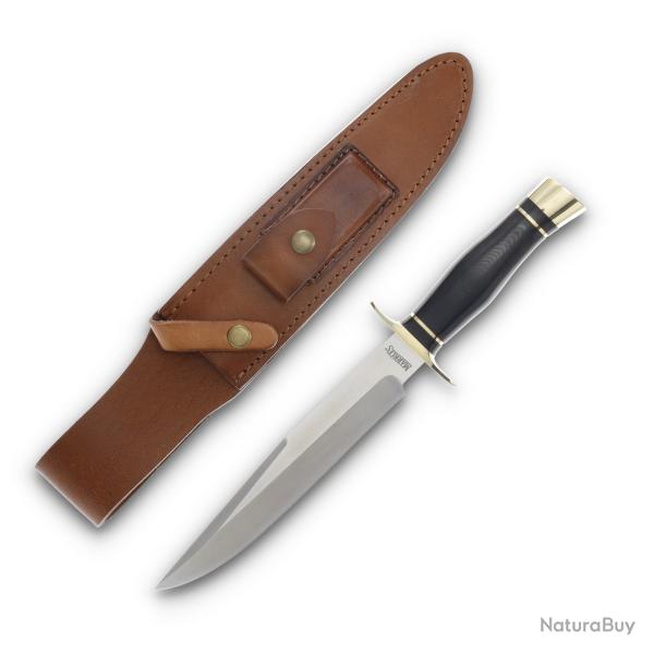 Couteau Poignard Marbles Lame Acier D2 Manche Micarta Noir Etui Cuir MR723