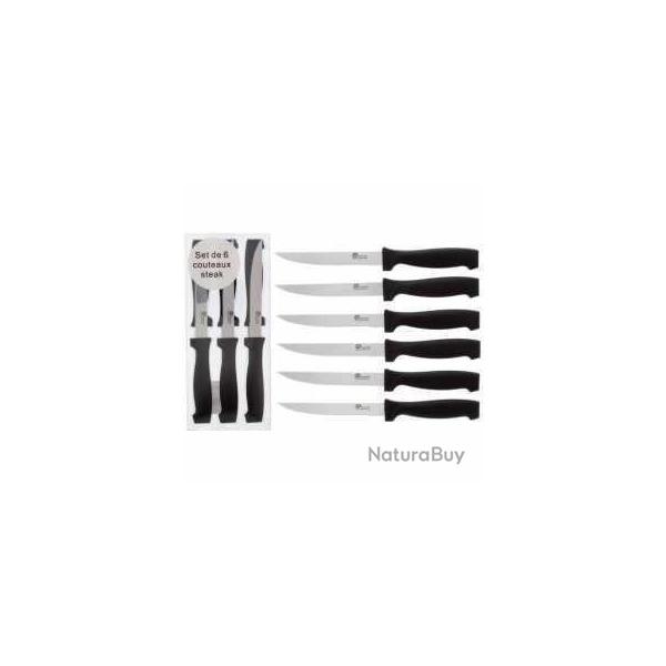PRADEL EXCELLENCE THIERS SET DE 6 COUTEAUX STEAK MANCHE NOIR h86