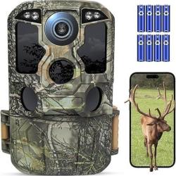 Cam&eacute;ra de chasse 4K UHD 84MP WiFi + Bluetooth - Vision nocturne infrarouge 64Go SD incluse IP67