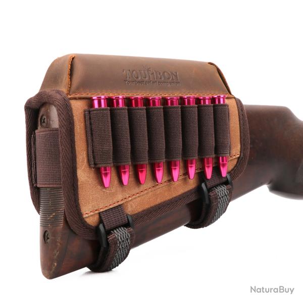 Tourbon-epose-joue en toile avec porte-cartouches, 306,.30-08 marron- LIVRAISON GRATUITE !!!