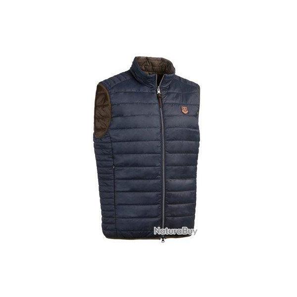 Gilet matelass� r�versible Janus marron bleu CLUB INTERCHASSE