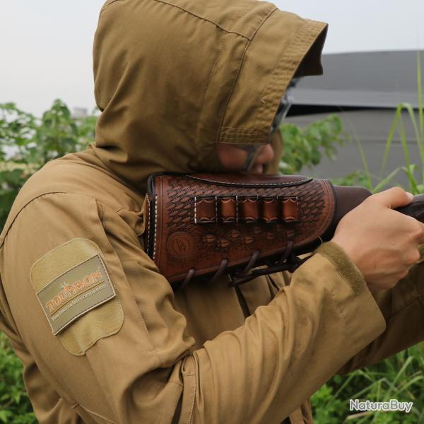 Tourbon-Couverture de crosse en cuir avec support d'adhrence 4 balles, 12 GA-