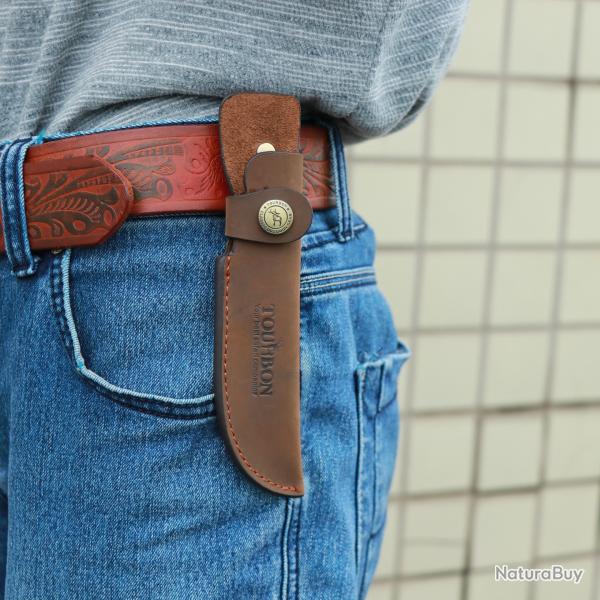 Fourreau de couteau de chasse � lame fixe en cuir marron LIVRAISON GRATUITE