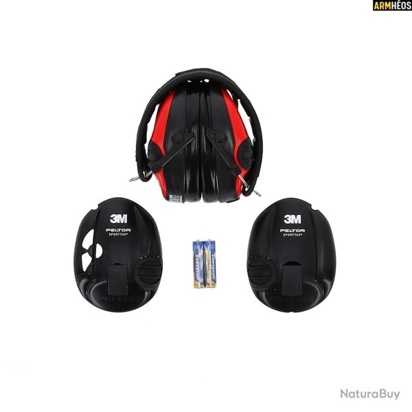 PELTOR SPORTTAC NOIR ROUGE 3M