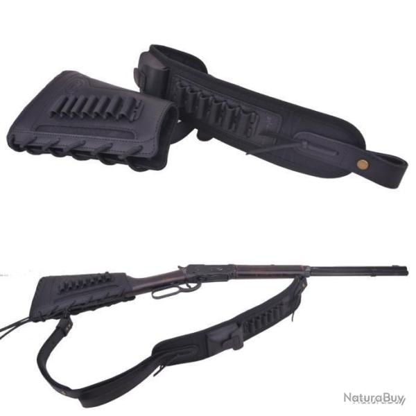 BUSC CARTOUCHI�RE + BRETELLE POUR CALIBRE .357 30-30 - NOIR - LIVRAISON GRATUITE