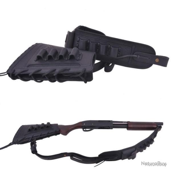 BUSC + BRETELLE CARTOUCHI�RE POUR FUSIL CALIBRE 16 - 8 EMPLACEMENTS - NOIR - LIVRAISON GRATUITE