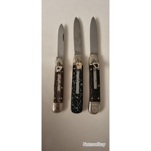 2 couteaux automatiques anciens allemands en parfait �tat, Ann�es 50/60