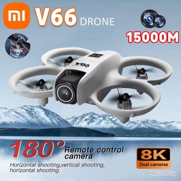 DRONE XIAOMI V66 PLIABLE WIFI HD 8K CAMERA GRAND ANGLE BATTERIE 180� 1800mAh GRIS NEUF