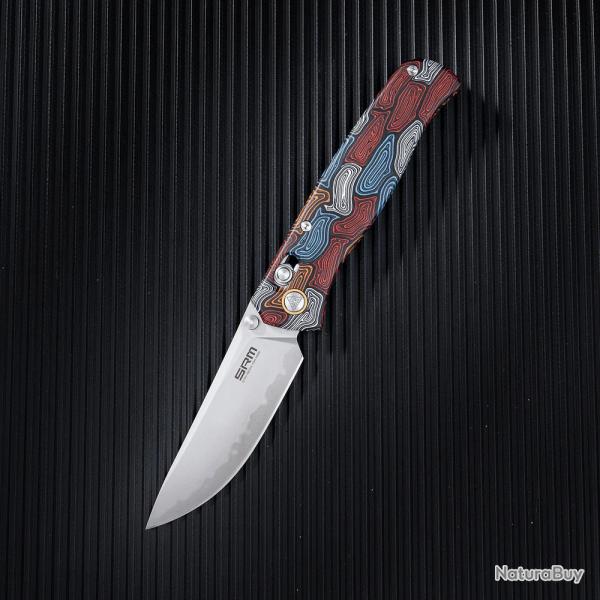 Couteau SRM Medal Damascus G10 Lame Acier Lamin� 140Cr Axis Lock Ambi Clip SRM255LGQ2